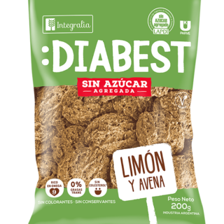 Galletitas de Avena y Limon S/ Azucar Diabest Integralia 200 grs